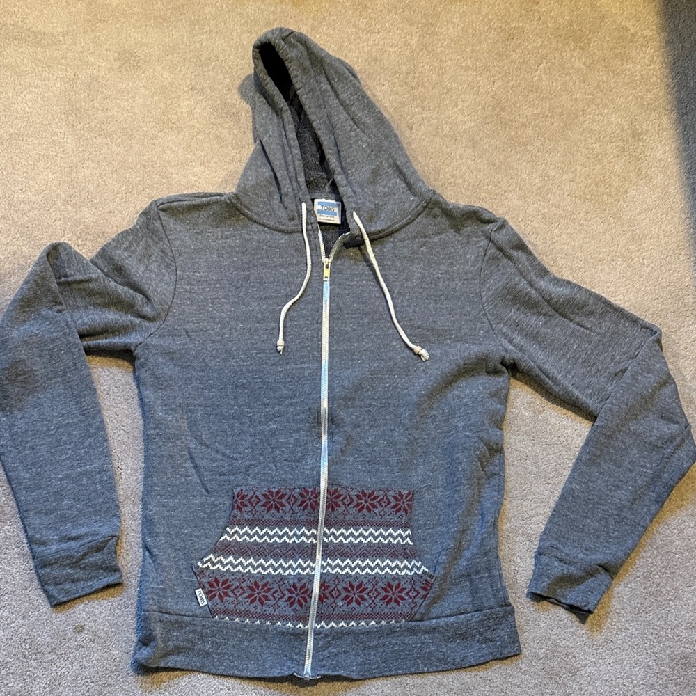 Toms Gray Hoodie with Red Pattern